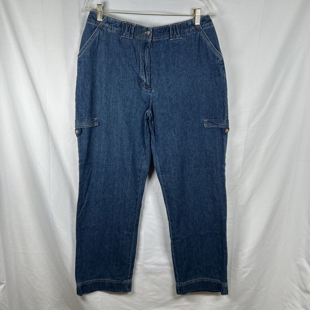 Crazy Horse Wide Leg Cargo Faux Pocket Jeans Women’s 12 Blue Liz Claiborne Y2K